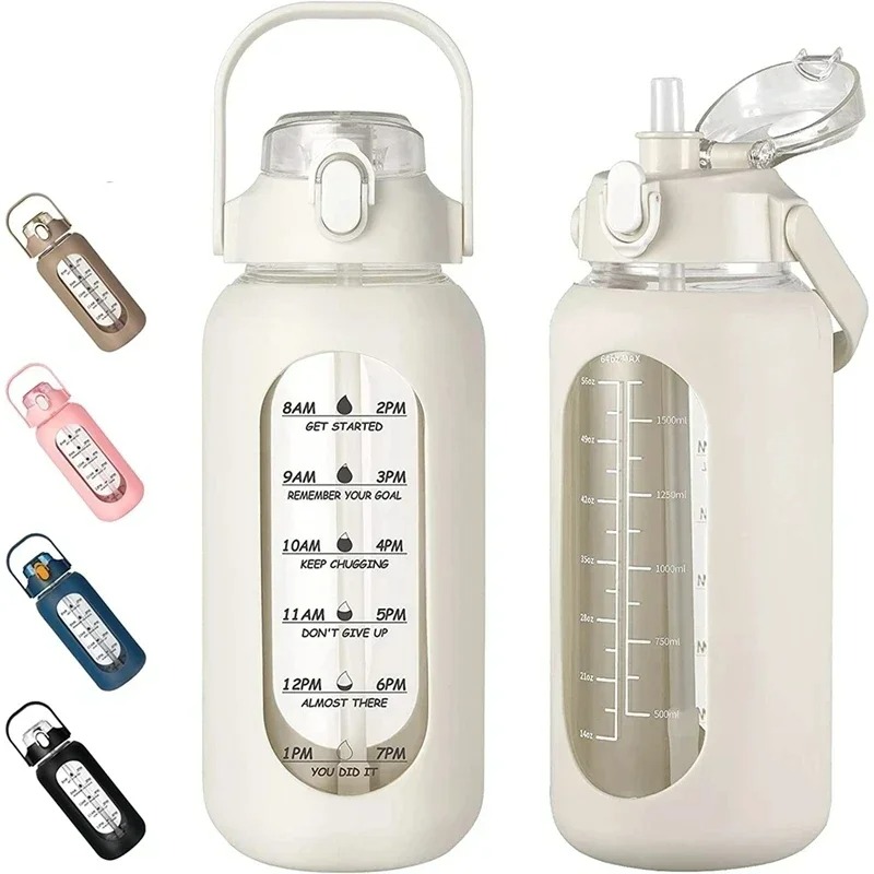 Home Gym Kettler - 1000ML Glass Water Bottles with Straw,