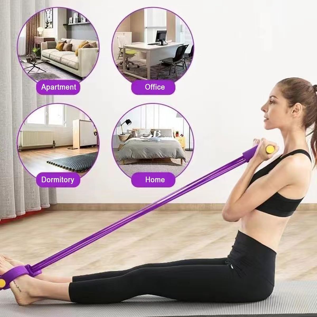 Home Gym Leg Extension - 21 Fitness Resistance Bands-6 Tube Pedal