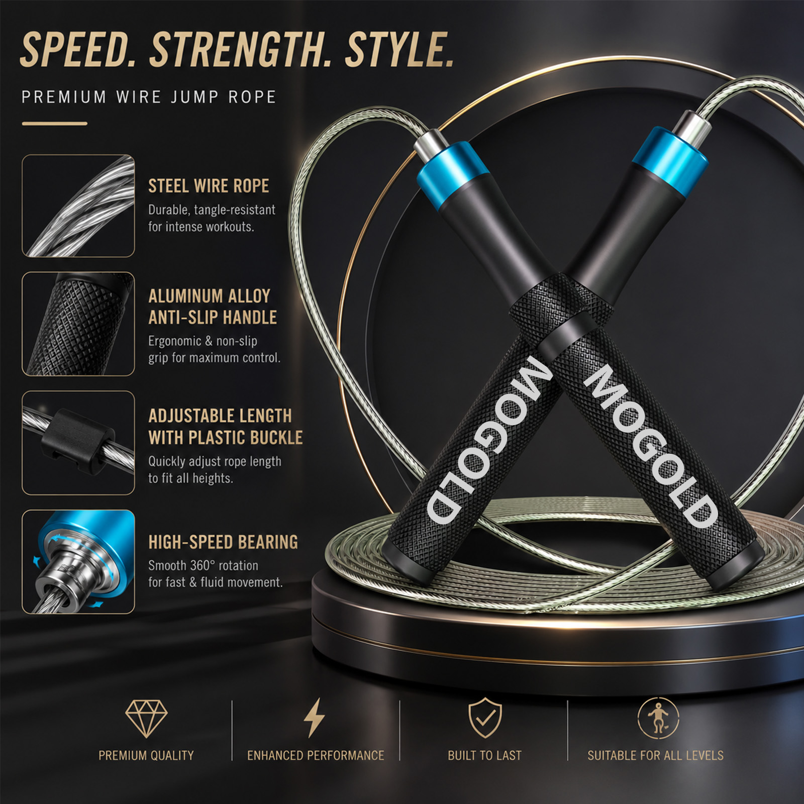 Jump Rope Bearing - MOGOLD Professional Speed Jump Rope with