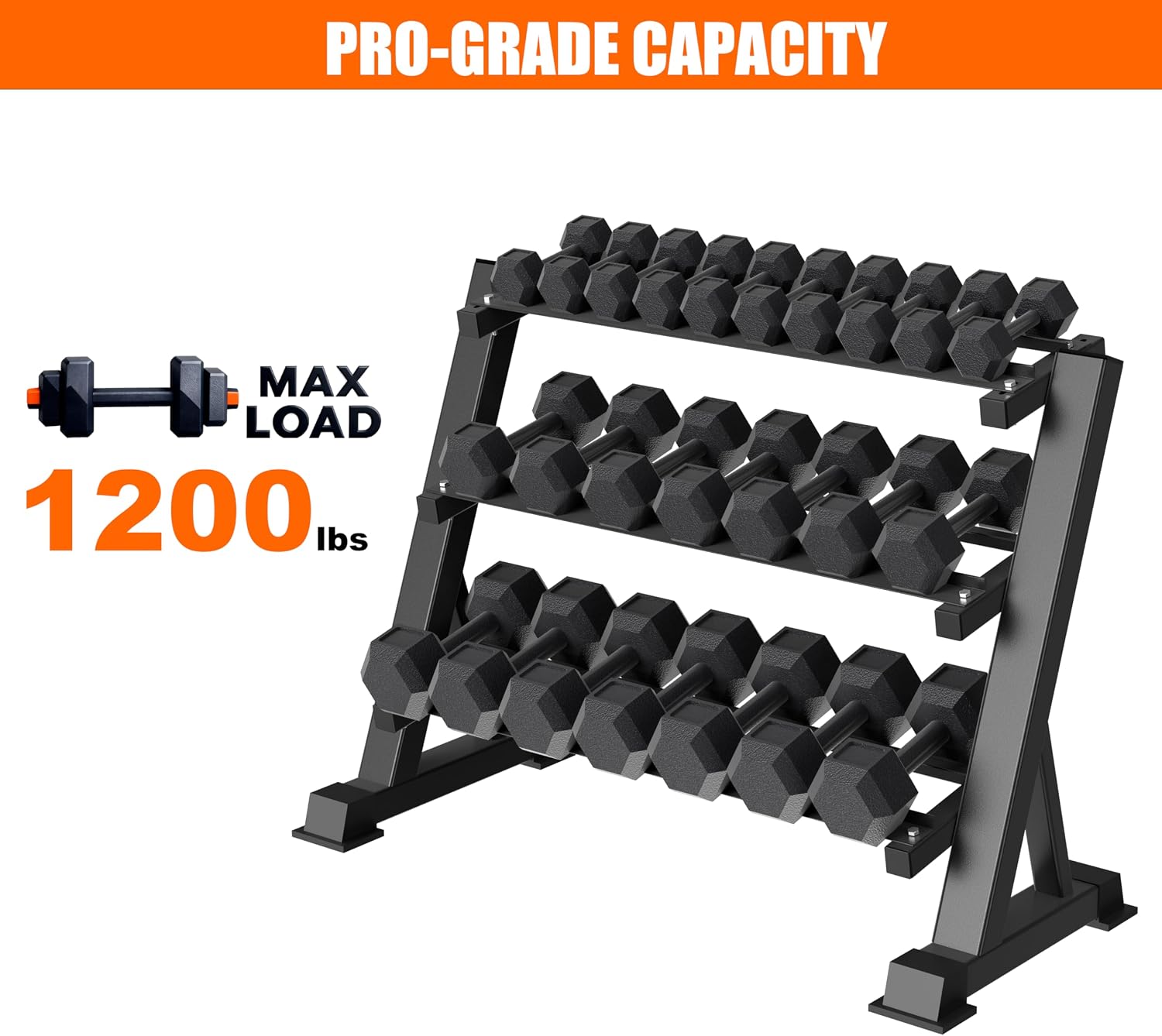 Heavy Duty Three Tier Dumbbell - Home Gym Rack recension och pris
