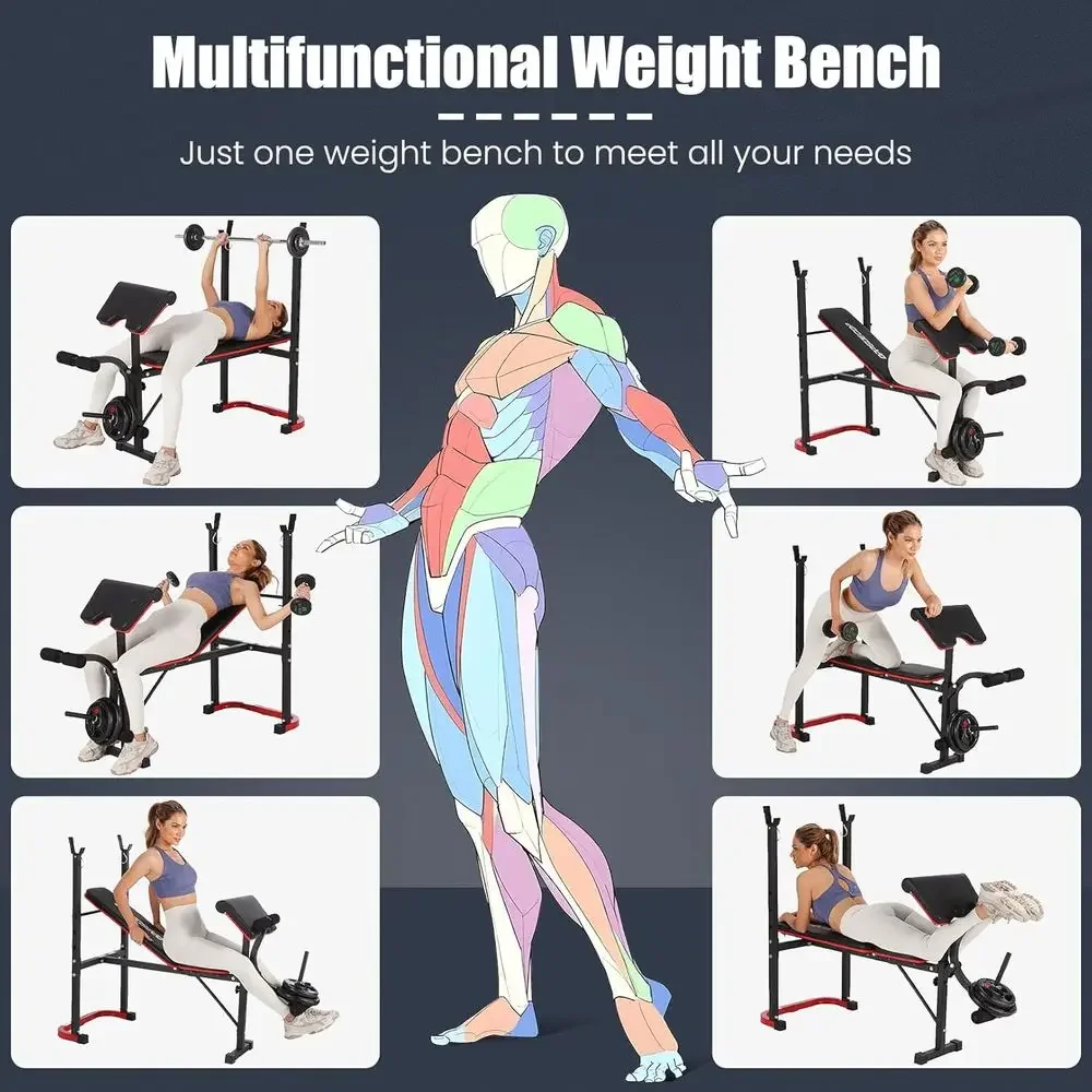 8-in-1 Adjustable Weight Bench - Home Gym Leg Extension recension och pris