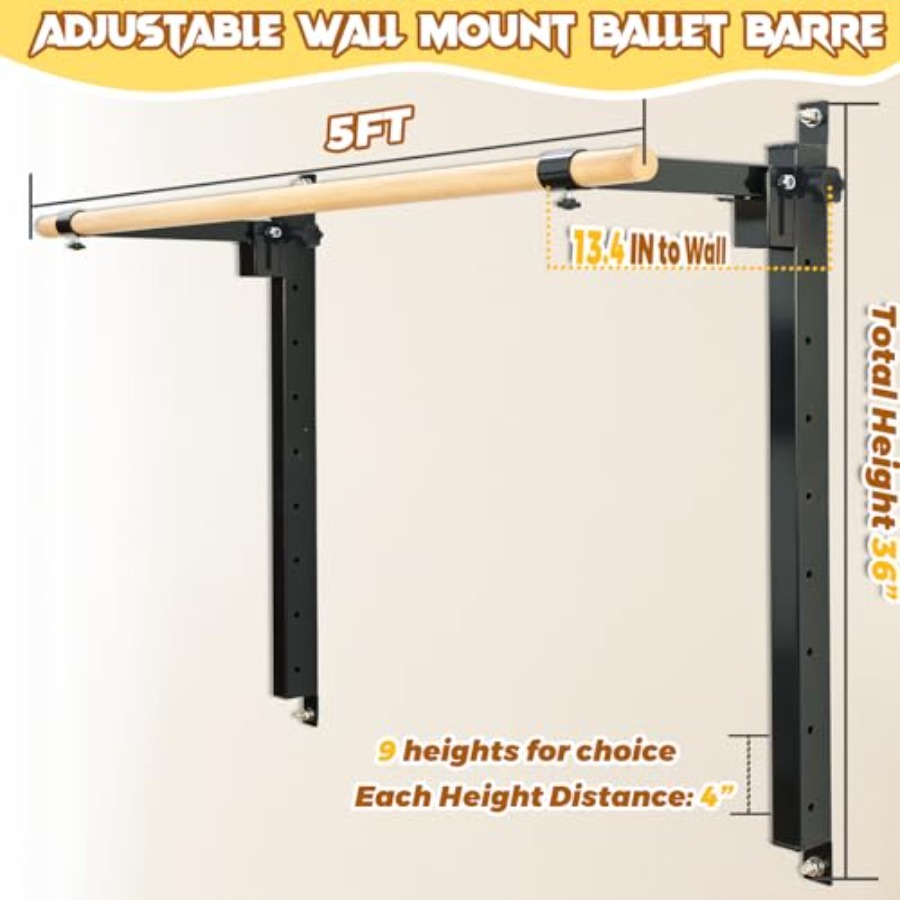 Wall Mounted Ballet Barre 4ft  - Home Gym Wall recension och pris