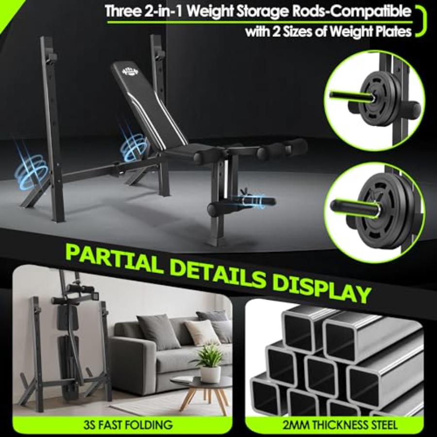 900LBS Weight Bench Set with S - Home Gym Leg Extension recension och pris